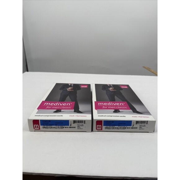 NEW MEDIVEN Medi Compression Socks Mens Tan 15-20 Size IV Calf Standard Lot Of 2 - Picture 2 of 6